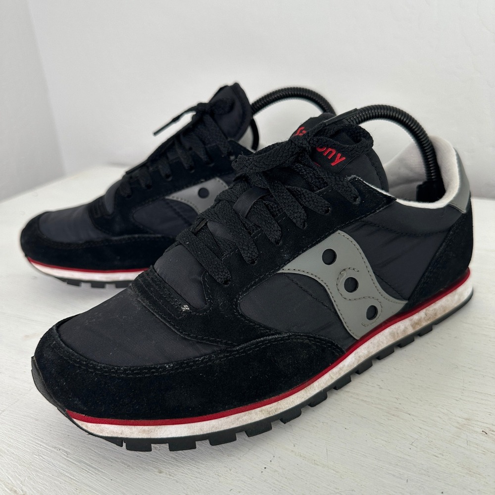 Saucony Sneakers Womens 9 Jazz Low Pro Black Grey Red Low Top Athletic Shoes